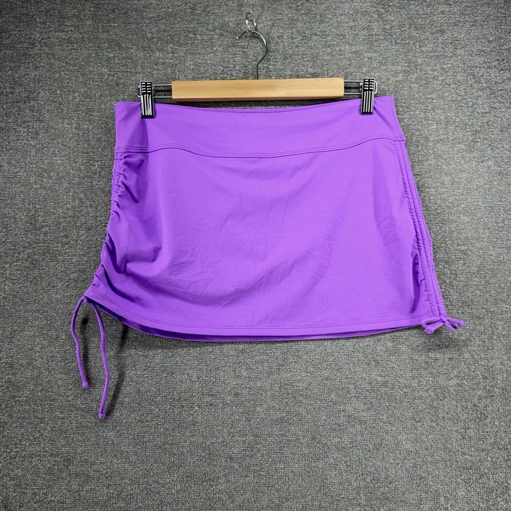 Athleta Scrunch Cover Up Skirt Women Size Medium Purple Swim Beach Summer